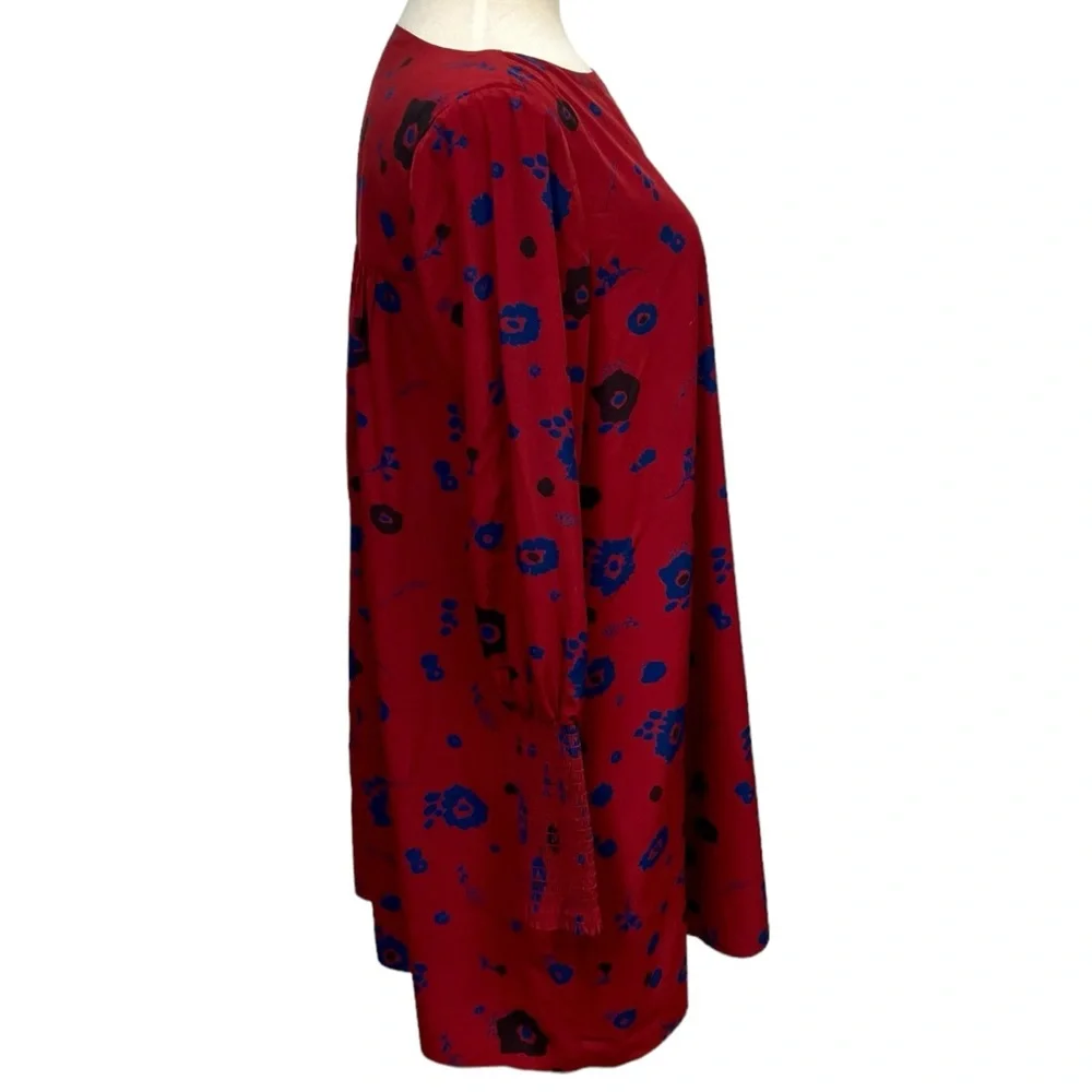 Hatch Ella Smocked Shift Dress Burgundy Floral Women’s Size Small